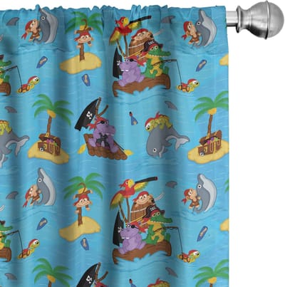ABAKUHAUS Pirates gordijnen – 2x75x175 cm – microvezel, semi-verduisterend