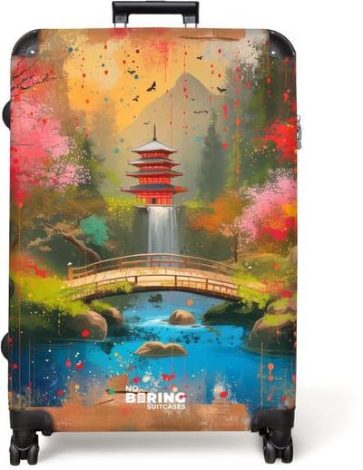 NoBoringSuitcases.com® - Koffer groot - Reiskoffer lichtgewicht - Japanse tuin in graffiti stijl - Rolkoffer met 4 wielen - Grote trolley XL - 98 liter bagage