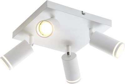 Glitzerlife - Plafondspot Plafondlamp - 4xGU10 fitting - Draaibaar en Kantelbaar - Opbouwspots - Acryl Metaal Mat Wit - Ø25cm - Modern voor Hal Woonkamer Slaapkamer