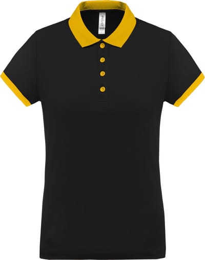 Damessportpolo 'Proact' met korte mouwen Black/Yellow - XS