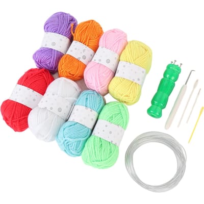 French Knitter Kit Transparant Groene Breiklos 8 Katoenen Draden Aluminium Draad Haaknaald beige