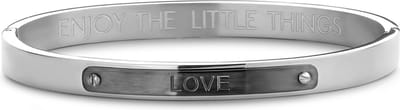 CO88 Collection Inspirational 8CB-90515 Stalen Bangle - Love - Cadeau voor haar - Zilverkleurig