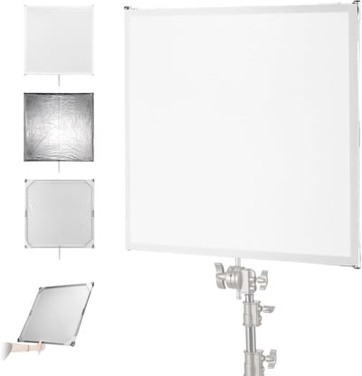 Professioneel 3-in-1 Scrim Licht Diffuser Paneel met Reflecterende Folie, Vouwbaar 75 x 76 cm, Ideaal voor Fotografie en Videoproductie, Inclusief Handvatten en Baby Pin 5/8 Inch