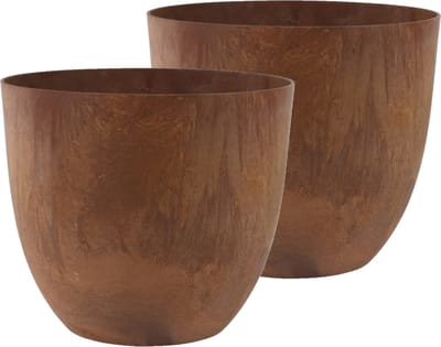 Ter Steege Plantenpot - 2x stuks - terra bruin - kunststof - D45 x H38 cm - bloempot