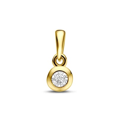 14K geelgouden hanger zirkonia 11 mm - 4034909