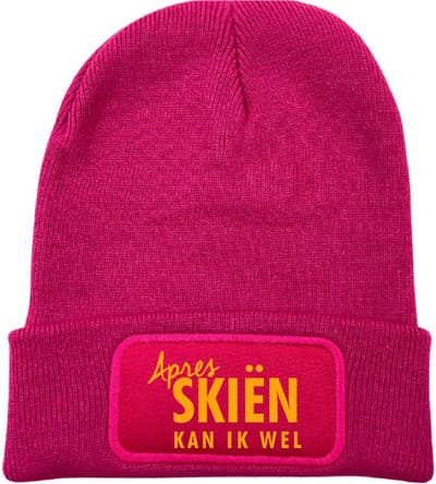 Après skiën kan ik wel wintermuts fuchsia | fluor oranje - soBAD. | Unisex | Après ski verkleedkleren | Muts | Kou | met grappige tekst | Unisex