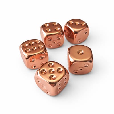 Dobbelstenen Rosé Goud – Set van 5 Stuks – 2 x 2 x 2 cm – Acryl – Voor Bordspellen, Kaartspellen en Cashstuffing Challenges