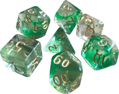 Dobbelstenen - 7 stuks - 12-Zijdig - 6-zijdig - 4-zijdig - Veelzijdig - Vrije Tijd - Entertainment - Speelgoed - Party - Game - D&D - Dungeons and dragons - Groen