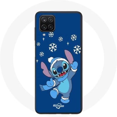 Coque - Maniacase - Samsung Galaxy A12 - Souple - Stitch neige Noël - Bleu bleu