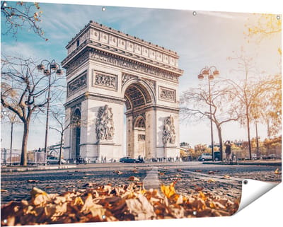 Gards Tuinposter Arc de Triomphe in Parijs tijdens de Herfst - 150x100 cm - Tuindoek - Tuindecoratie - Wanddecoratie buiten - Tuinschilderij