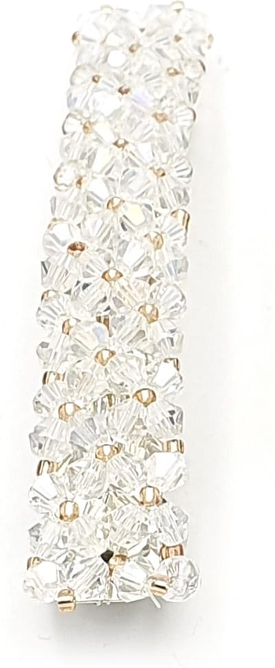 haarspeld met glinsterende glaskraaltjes - wit en goud