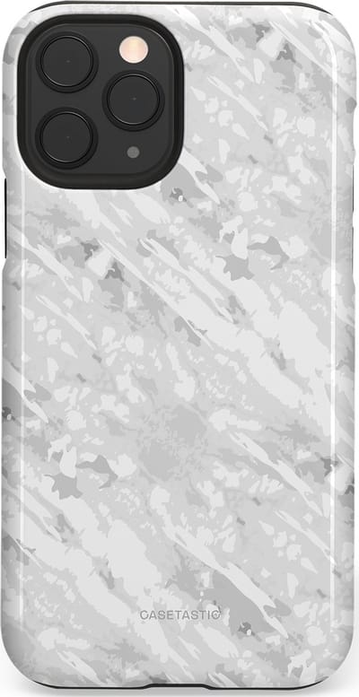 Casetastic hoesje geschikt voor Apple iPhone 11 Pro - Dubbellaagse bescherming - Winterse Camouflage - Fashion Case - Lichtgrijs Wit