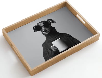 Dienblad hout 50x35 cm - Schootdienblad - Coltrui - Hond - Bril - Mok - Borrelplank rechthoek - Plateau dienbladen