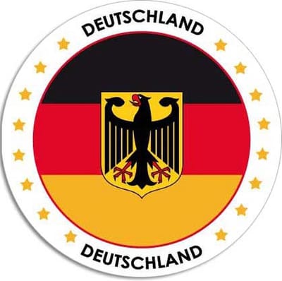 Vlag van Duitsland stickers - rond - D14,8 cm - In vlag kleuren - Landen thema decoratie - feestartikelen - versieringen - supporters