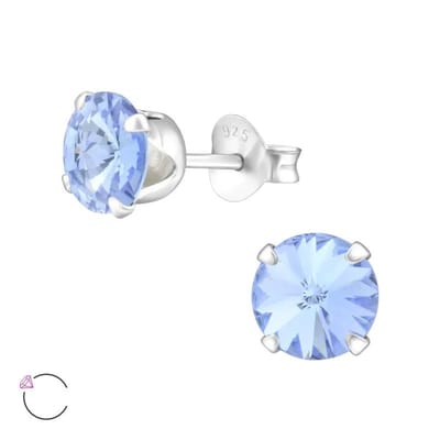 Aramat Jewels | Oorbellen | Zilveren Kristal Oorbellen - Aramat Jewels® | Licht Blauw | |6mm | Zilver | Kinderen, Volwassenen | Verkleurd niet
