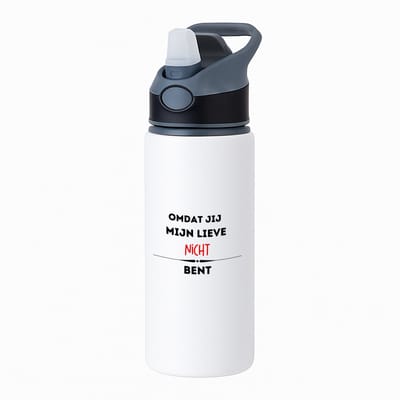 Hacebo® - omdat jij mijn lieve nicht bent waterfles met rietje zwart - Nicht - de liefste nicht - verjaardag - cadeautje voor nicht - kado - geschenk - water fles - 650ML