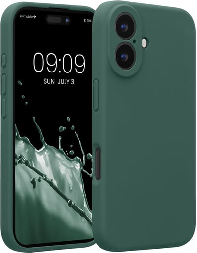 kwmobile telefoonhoesje geschikt voor Apple iPhone 16 - TPU backcover met siliconen coating - Smartphone case in dennengroen