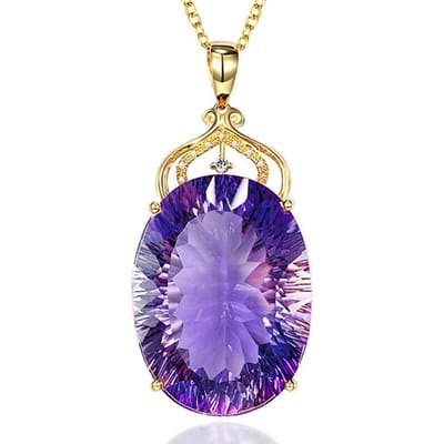 Huitan Paarse Zirkonia Ovaal Hanger Ketting voor Vrouwen Temperament Elegant Dames Nekaccessoires Bruiloft Trendy Sieraden 45cm blue