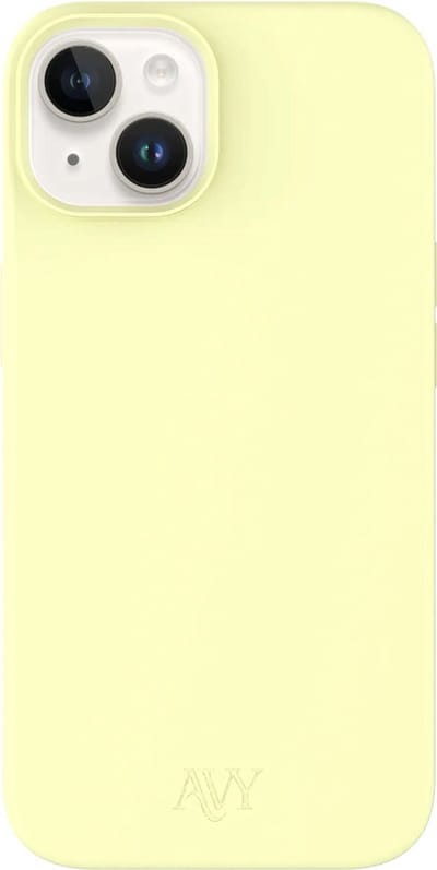 AVY Hoesje geschikt voor Apple iPhone 14 / 13 | Compatibel met MagSafe | Back Cover | Liquid Silicone | Comfortabel in de Hand | Butter Yellow