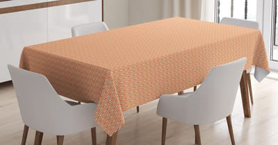 ABAKUHAUS Hoek-tafelkleed – oranje-wit 140x200 cm – vlekbestendig