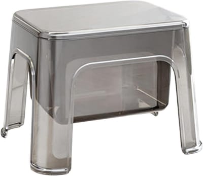 Douchekruk Transparant - Badkamer Zitje - Veilig Douchen - Ruimtebesparend Hoekmodel - 25 cm Hoog - Asgrijs