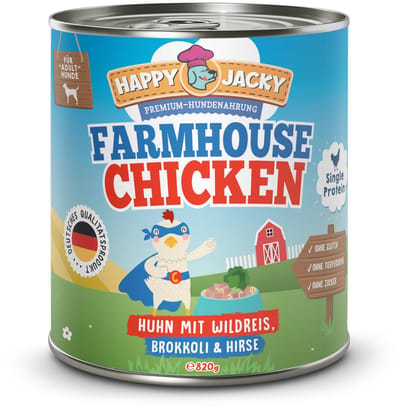 HAPPY JACKY Mono 6x820gD - Kip met wilde rijst, broccoli & gierst