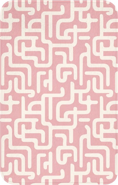 WC mat 50x80 cm - Antislip - Doolhofpatroon - Roze - Wit - Abstract - Toiletmat - Vloermat - Douchemat - Toilet tapijt - Toiletmatten