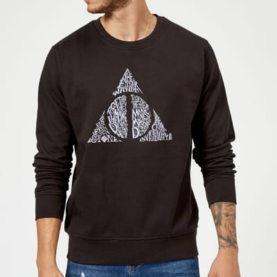 Harry Potter Deathly Hallows Text trui - Zwart - L