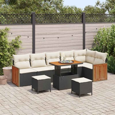 vidaXL - Tuinbank - Set - 11 - st - 7-Aantal - zitplaatsen - Zwart - en - Crème