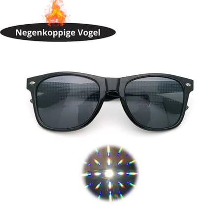 Livano - Festival Bril - Rave - Space - Techno - Freaky Glasses - Heren - Dames - Zonnebril - Zwarte lens Disco