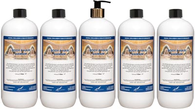 Body & Hair Hamam 1 liter met gouden pomp - set van 5 stuks - 2 in 1 voor lichaam en haar - voordeelverpakking