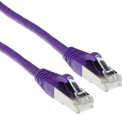 ACT Paarse 1,5 meter LSZH SFTP CAT6A patchkabel snagless met RJ45 connectoren FB8751