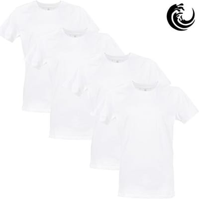 Vinnie-G Heren T-shirts Ronde Hals Wit 4-pack – Basic Ondershirts Heren – Katoen Stretch – Maat S