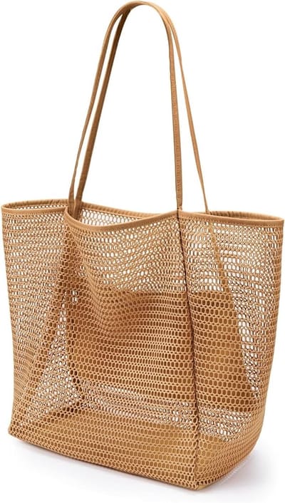 BOTC Strandtas - Casual Tote Bag - Opvouwbare 23L - Schoudertas - Voor Strand Picknickvakantie - Bruin