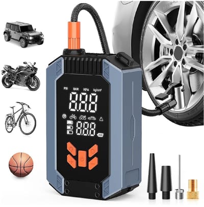 GELLDG Draadloze luchtpomp - 4 standen - Oplaadbaar - Autobandenpomp - Met digitaal LCD-display - USB-voeding - Kleine draagbare compressor - Geschikt voor auto's, motoren, fietsen en ballen.