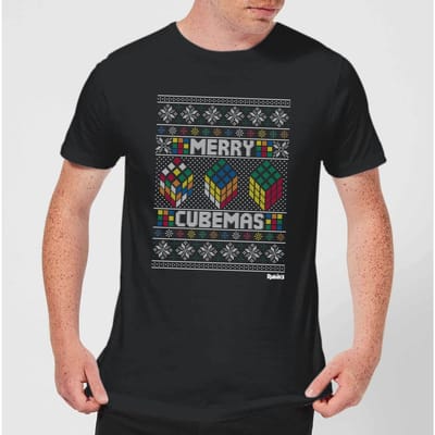Rubiks Merry Cubemas Men's Christmas T-Shirt - Black - 5XL