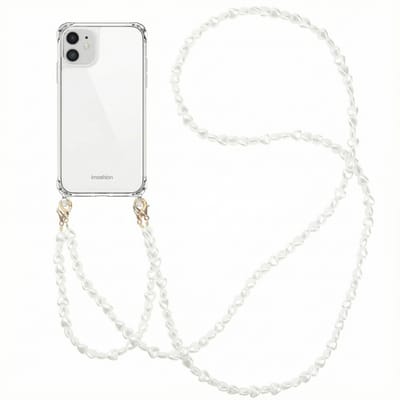 imoshion Hoesje - Geschikt voor Apple iPhone 11 - Backcover met koord + armband - Parels hartjes - Parels Hartjes
