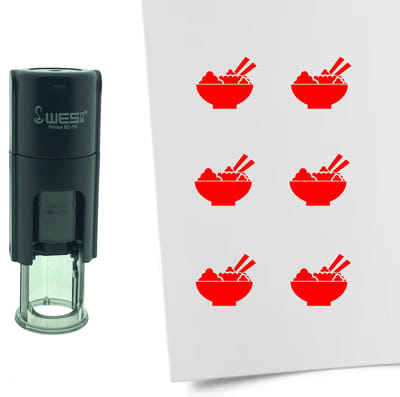 CombiCraft Stempel Rijstbol 10mm rond - rode inkt