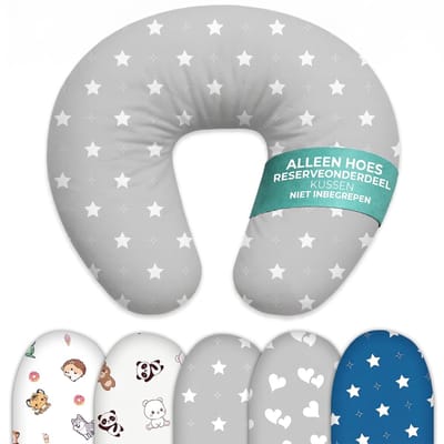 Dailygoods- Borstvoedingskussen Hoes - Afneembare Hoes - 100% Katoen - Hypoallergeen - Ademend - Ritssluiting - Machinewasbaar - Kussenhoes