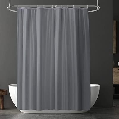 Douchegordijn Anti-Schimmel Waterdicht PEVA Materiaal - Schimmelbestendig Badgordijn Met 12 Haken - 180x180 cm - Lichtgrijs