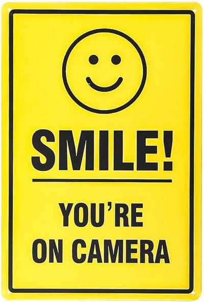 Bewegwijzering Camera - Waarschuwingsbord Camera - Veiligheid Aangeven - Voorgeboorde Gaten - 20x30 cm - Geel