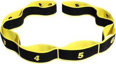 DW4Trading Yoga Stretchband Zwart Geel - Weerstandsband - Pilates - 90x4 cm