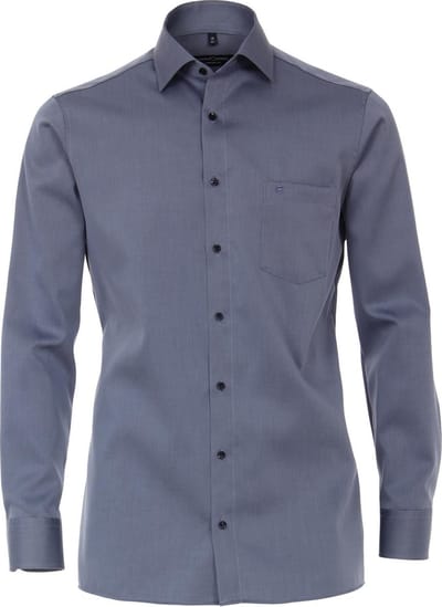 CASA MODA comfort fit overhemd - blauw twill - Strijkvrij - Boordmaat: 46