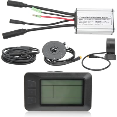 Elektrische Fiets Motor Controller 15A Snelheidsregelaar 36V 48V met LCD7U Paneel 1 tot 2 Kabel Volledig gray