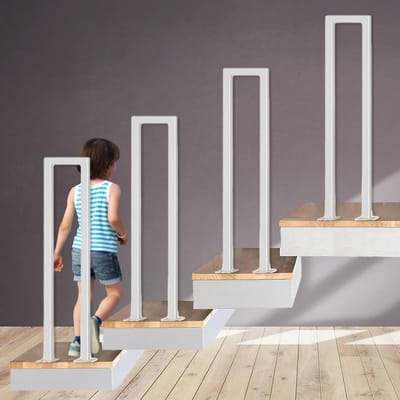Trapleuning roestvrij staal - Gepoedercoat zwart - Veilig traplopen - U-vormig antislip design - 430 cm - Zwart