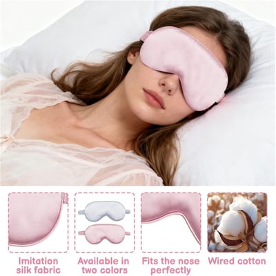 Comfortabel zijden slaapmasker voor een goede nachtrust, lichtblokkerend oogmasker met elastische band, ideaal voor zijslapers en ontspanning (roze)