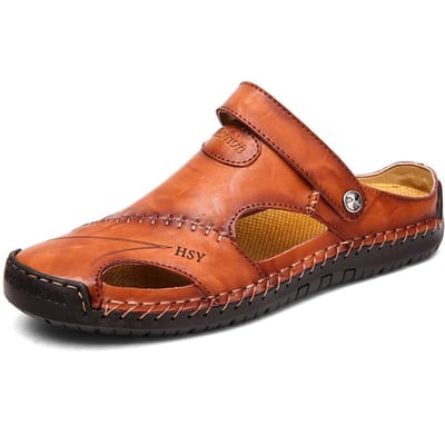 Zomer Sandalen Heren Lederen Klassieke Romeinse Sandalen Slipper Outdoor Sneaker Strand Rubberen Slippers Heren Watertrekking Sandalen 40 brown