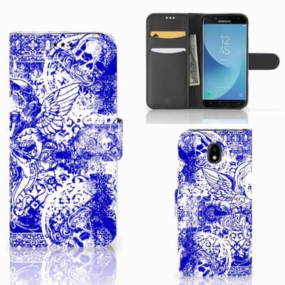 Telefoonhoesje met Naam Samsung Galaxy A30 Angel Skull Blauw