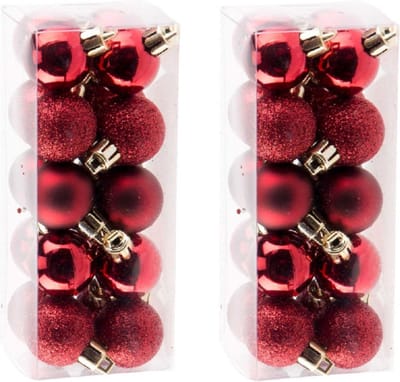 Cosy & Trendy Kerstballen - 40x stuks - klein - donkerrood - 3 cm - Onbreekbare plastic kerstballen - Kerstversiering