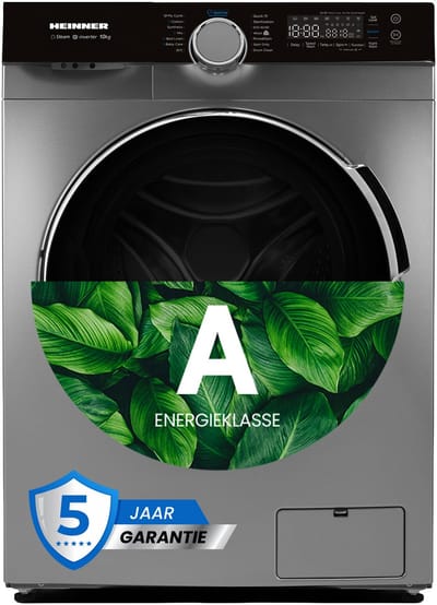 Heinner HWM-M1014IVKSA++ Wasmachine 10 kg – Inverter Motor – 1400 tpm – 14 Programma’s – Stoomfunctie – Energieklasse A – Touchbediening – Zilver – 5 Jaar Garantie